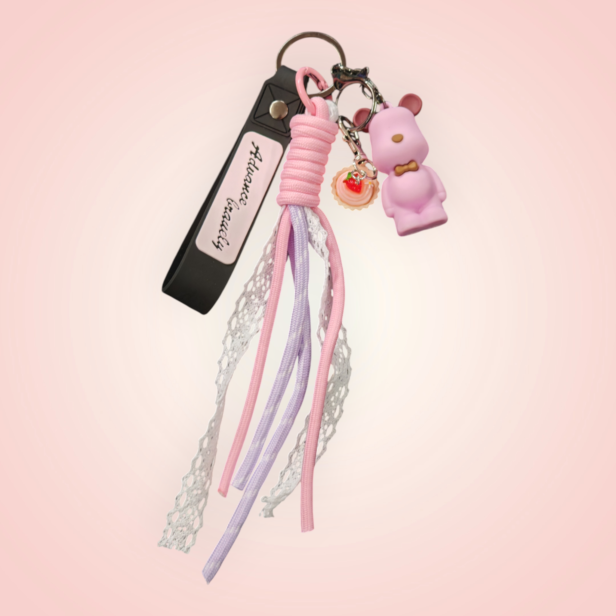 Porte-clés chien rose