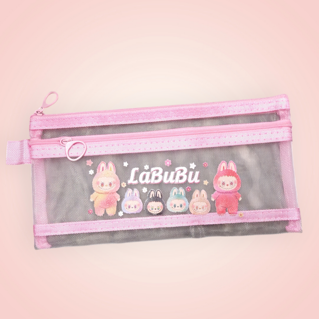 Trousse double transparente Labubu