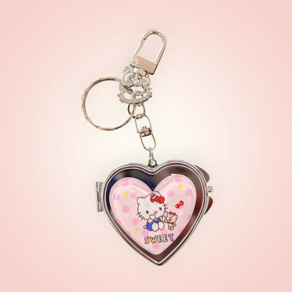 Porte clés cœur mirroir hello kitty