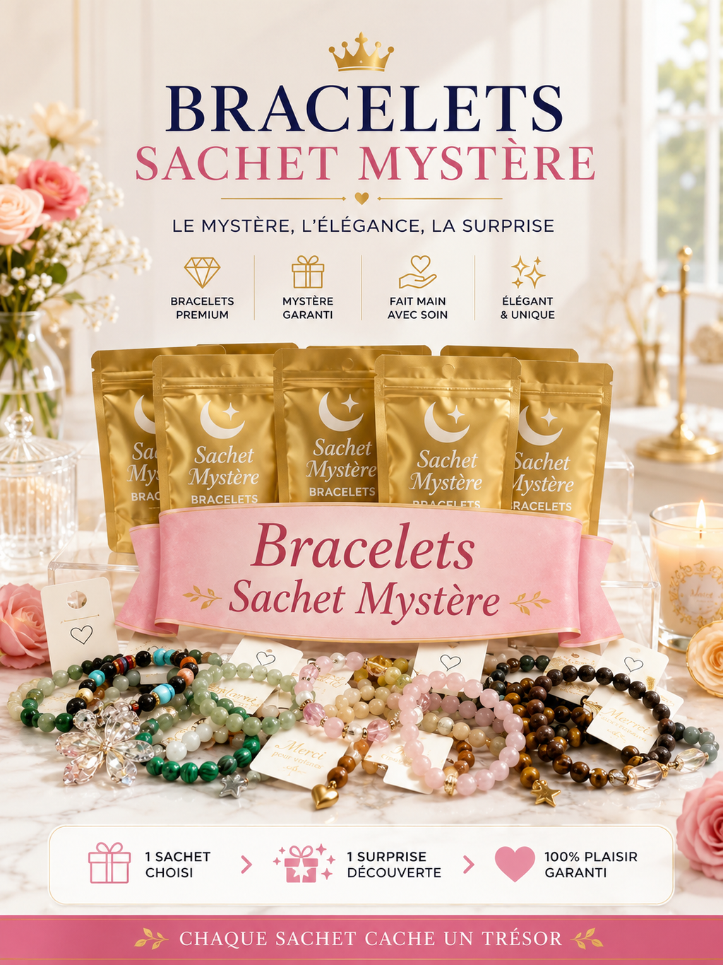 Sachet Mystère de Bracelets en Perles Naturelles et Acryliques