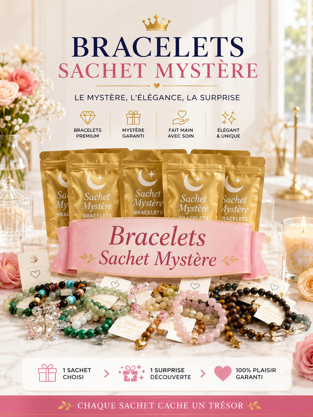 Sachet Mystère de Bracelets en Perles Naturelles et Acryliques